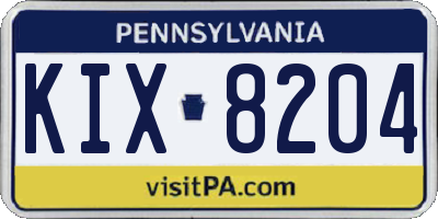 PA license plate KIX8204