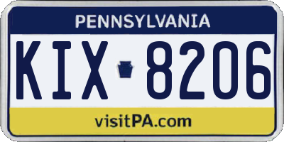 PA license plate KIX8206