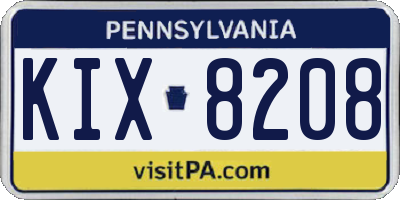 PA license plate KIX8208