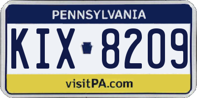 PA license plate KIX8209