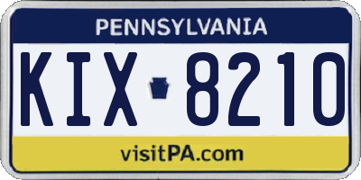 PA license plate KIX8210