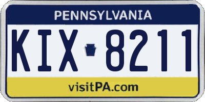 PA license plate KIX8211