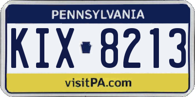 PA license plate KIX8213