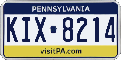 PA license plate KIX8214