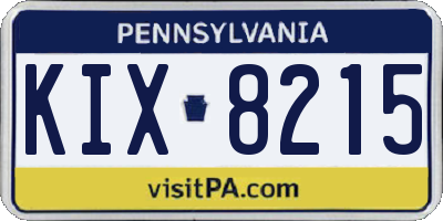 PA license plate KIX8215