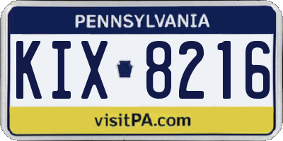 PA license plate KIX8216