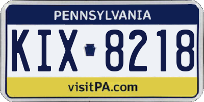 PA license plate KIX8218