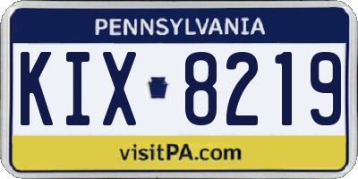 PA license plate KIX8219