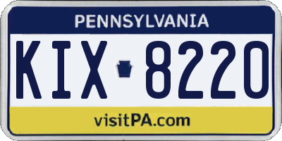 PA license plate KIX8220
