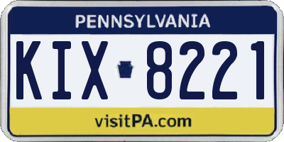 PA license plate KIX8221