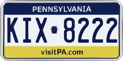 PA license plate KIX8222