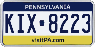 PA license plate KIX8223