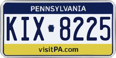 PA license plate KIX8225