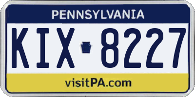 PA license plate KIX8227