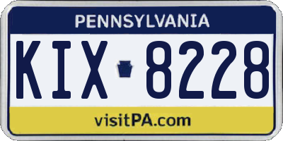 PA license plate KIX8228