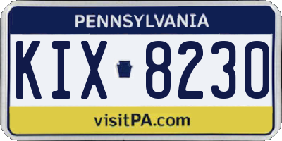 PA license plate KIX8230