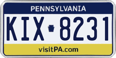 PA license plate KIX8231