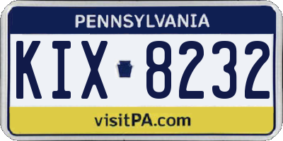 PA license plate KIX8232