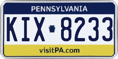 PA license plate KIX8233
