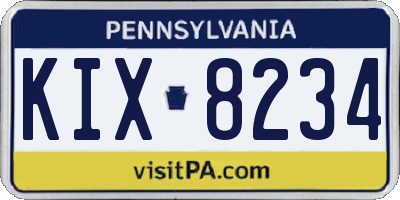 PA license plate KIX8234