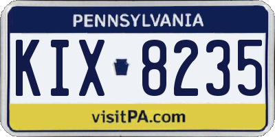 PA license plate KIX8235