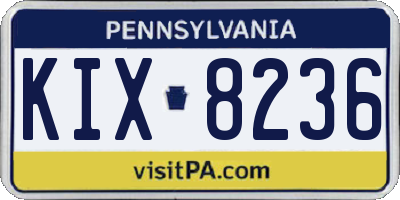 PA license plate KIX8236