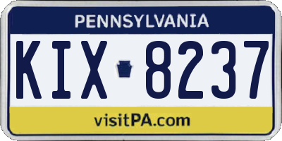 PA license plate KIX8237