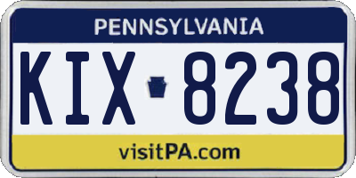 PA license plate KIX8238