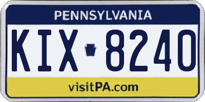 PA license plate KIX8240