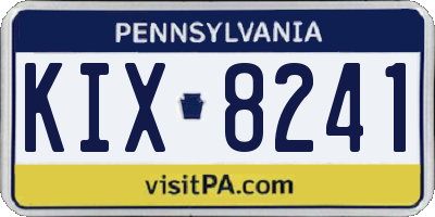 PA license plate KIX8241
