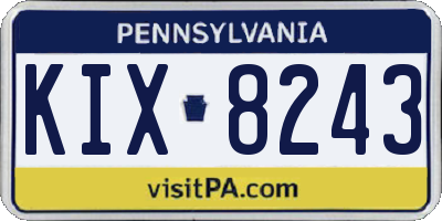 PA license plate KIX8243