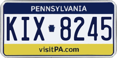 PA license plate KIX8245