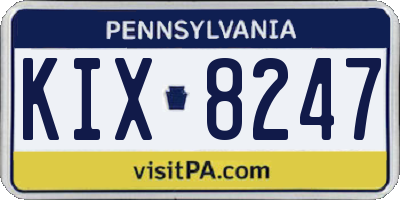 PA license plate KIX8247