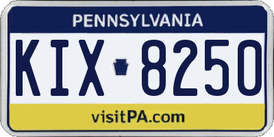 PA license plate KIX8250
