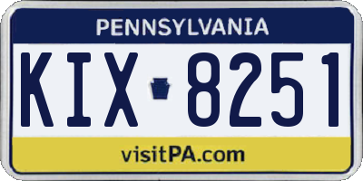 PA license plate KIX8251