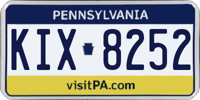 PA license plate KIX8252