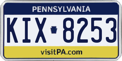 PA license plate KIX8253