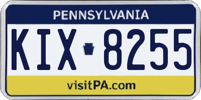 PA license plate KIX8255