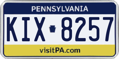 PA license plate KIX8257