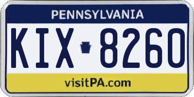 PA license plate KIX8260