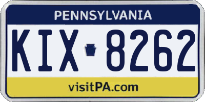 PA license plate KIX8262