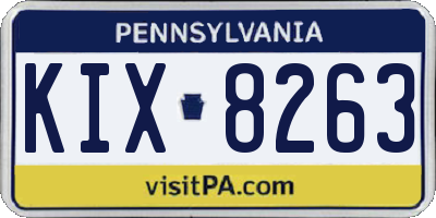 PA license plate KIX8263