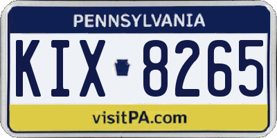 PA license plate KIX8265