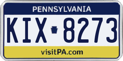 PA license plate KIX8273