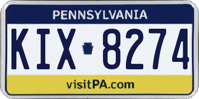 PA license plate KIX8274