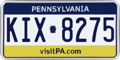 PA license plate KIX8275