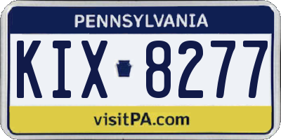 PA license plate KIX8277