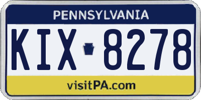 PA license plate KIX8278