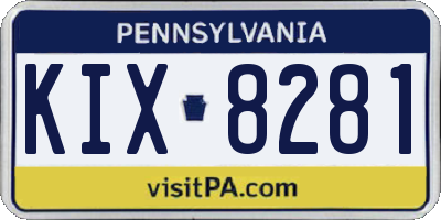 PA license plate KIX8281