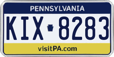 PA license plate KIX8283